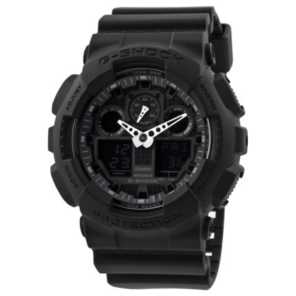 G-Shock Perpetual Alarm World Time Chronograph Quartz Analog-Digital Black Dial Men's Watch GA-100-1A1