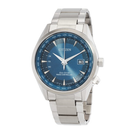 Perpetual World Time GMT Eco-Drive Blue Dial Men's Watch