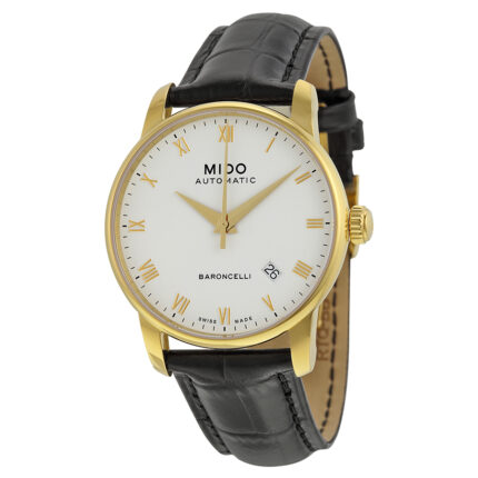 Baroncelli II Automatic White Dial Black Leather Men's Watch