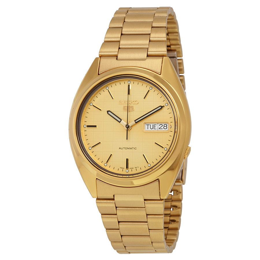 seiko-5-gold-tone-automatic-mens-watch-snxl72.jpg 5 Automatic Champagne Dial Men's Watch - Image 1