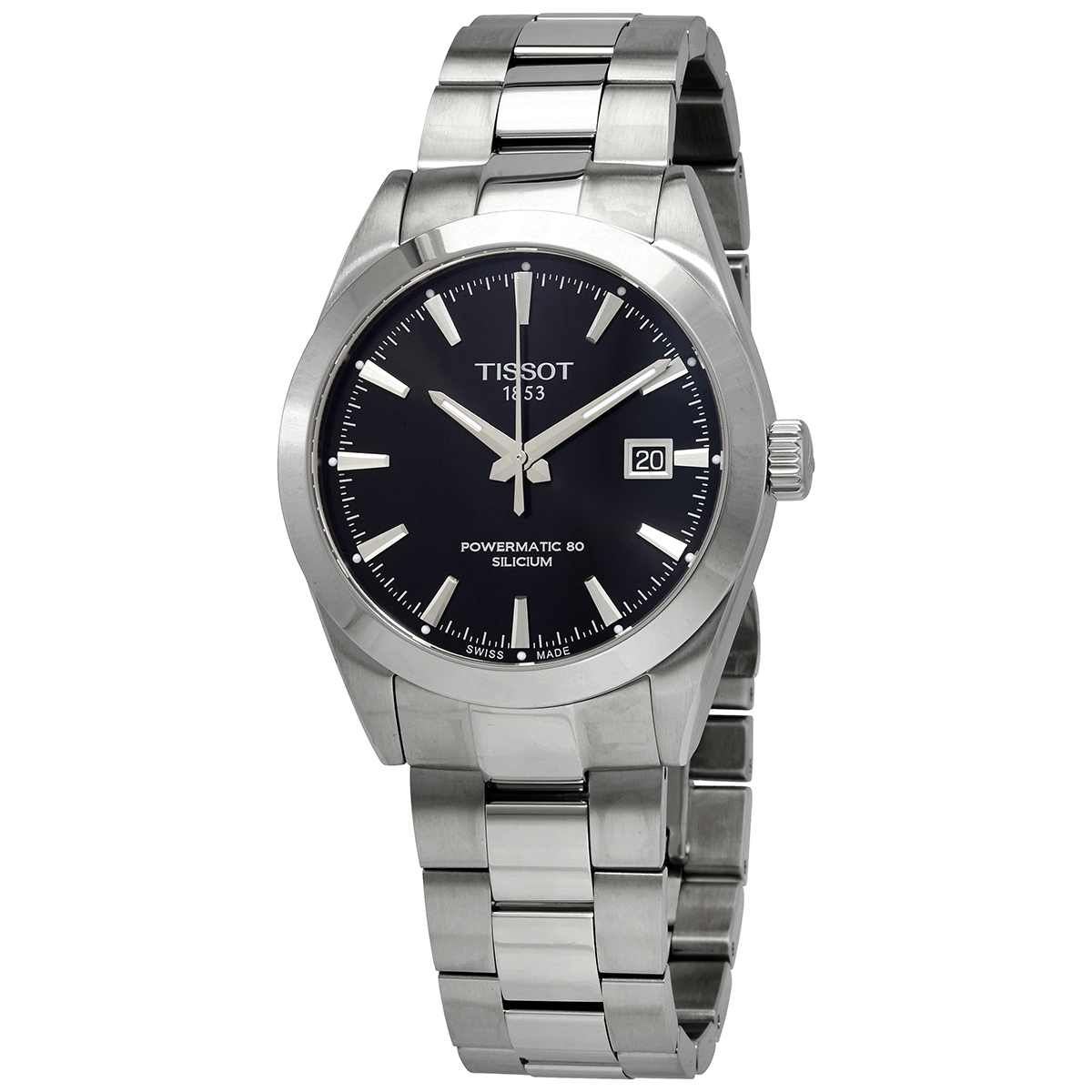tissot-gentleman-powermatic-80-silicium-black-dial-watch-t1274071105100-t1274071105100.jpg Gentleman Powermatic 80 Automatic Black Dial Watch - Image 1
