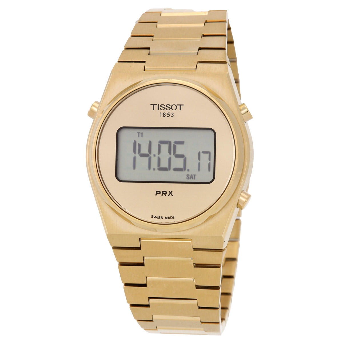 tissot-prx-digital-quartz-gold-dial-mens-watch-t1372633302000.jpg PRX Digital Quartz Gold Dial Men's Watch - Image 1